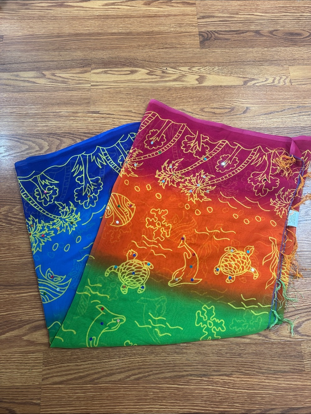 Women’s Multicolor Turtle & Floral Swim Sarong